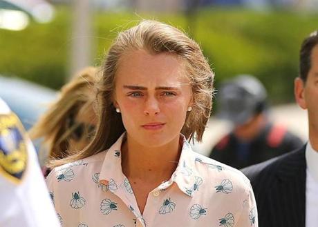 Michelle Carter arrived at Taunton District Court for her sentencing in 2017. 
