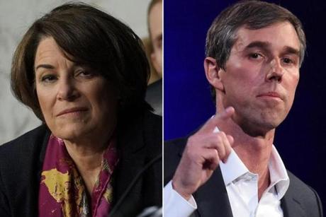 Do our standards for presidential candidates like Amy Klobuchar (left) and Beto O?Rourke differ by gender?
