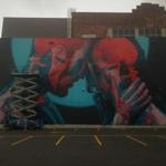 Artist Insane51's mural in Worcester gives viewers three different perspectives. This is the normal view. (Lisa Drexhage/ Pow! Wow! Worcester!) 16mural 