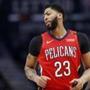 New Orleans Pelicans forward Anthony Davis (23) during the first half of an NBA basketball game in New Orleans, Thursday, Feb. 14, 2019. (AP Photo/Tyler Kaufman)