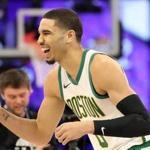 CHARLOTTE, NORTH CAROLINA - FEBRUARY 16: Jayson Tatum #0 of the Boston Celtics celebrates during the Taco Bell Skills Challenge as part of the 2019 NBA All-Star Weekend at Spectrum Center on February 16, 2019 in Charlotte, North Carolina. (Photo by Streeter Lecka/Getty Images)