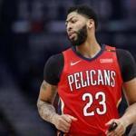 New Orleans Pelicans forward Anthony Davis (23) during the first half of an NBA basketball game in New Orleans, Thursday, Feb. 14, 2019. (AP Photo/Tyler Kaufman)