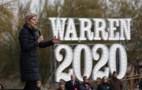 Presidential candidate Senator Elizabeth Warren speaks at an organizing event Sunday in Las Vegas.
