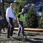 Governor Charlie Baker (left) and MEMA director Kurt Schwartz surved damaged caused by tornado in Concord. 