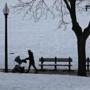 BOSTON, MA - February 20, 2019: - A man pushes a carriage through Boston Common in Boston, MA on February 20, 2019. A blanket of snow just covered Boston on Presidents? Day ? but already another storm is headed for the region. The exact timing of the snow is not certain yet, the National Weather Service said Tuesday, but forecasters predicted snow will begin falling between 5 p.m. and 7 p.m. Wednesday ? favoring the latter half of that range ? in the western and central parts of Massachusetts, which could make for a messy evening commute. (Craig F. Walker/Globe Staff) section: Metro reporter: