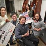 BOSTON, MA - 2/20/2019:ALL SMILES.....surrounded by Chinese Progressive Association staff members , Chinatown hair salon owner, Yan Chi Chen seated center who has run a hair salon at 106 Tyler St in Boston's Chinatown, settles with his landlord out of court and to his advantage, he won't be displaced. (David L Ryan/Globe Staff ) SECTION: METRO TOPIC 21chinatownphoto
