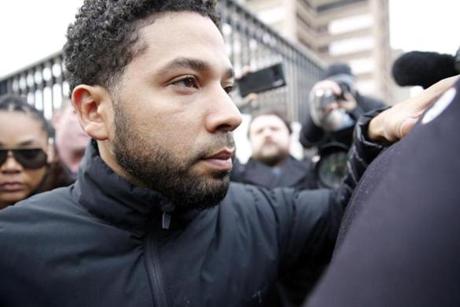Jussie Smollett left Cook County jail after posting bond Thursday in Chicago.
