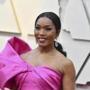Angela Bassett was one of many actors to wear pink while strolling down the red carpet.
