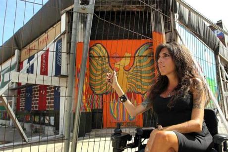 After a fire devastated a block in the Fens, Ms. Frankian organized artists to paint murals on the facades until the owners could rebuild.
Ms. Frankian battled spinal muscular atrophy all her life.
