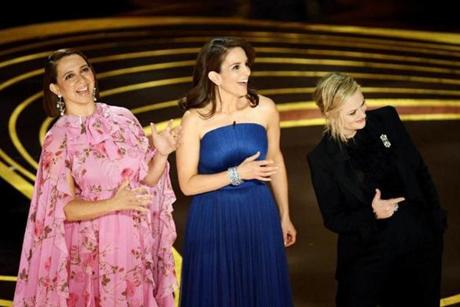 Maya Rudolph, Tina Fey, and Amy Poehler presented the first award of the night.
