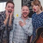 Alex Goldschmidt (left) and his fiance, Ross Girard, were serenaded by Taylor Swift at their Los Angeles engagement party.