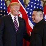 In this Feb. 27, 2019, photo, President Donald Trump, left, meets North Korean leader Kim Jong Un, in Hanoi. (AP Photo/ Evan Vucci, File)