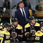 2-26-19 Boston, MA: Bruins head coach Bruce Cassidy is pictured behind the bench. The Boston Bruins hosted the San Jose Sharks in a regular season NHL hockey game at the TD Garden. (Jim Davis /Globe Staff). .