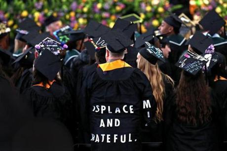 Boston, MA - 5/12/2018 - Students file into into Blue Hills Bank Pavilion for the final commencement ceremony for Mount Ida College. - (Barry Chin/Globe Staff), Section: Metro, Reporter: Laura Krantz, Topic: 13mountida, LOID: 8.4.1885814524.
