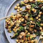 Garlicky Chard and Sausage With Fried Chickpeas