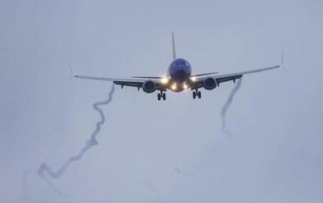 A Boeing 737 MAX 8 operated by Southwest Airlines arrives for a landing at Hobby Airport, Wednesday afternoon, March 13, 2019, in Houston. President Donald Trump issued an emergency order Wednesday grounding all Boeing 737 Max 8 aircraft in the wake of a crash of an Ethiopian airliner, a reversal for the U.S. after federal aviation regulators had maintained it had no data to show the jets are unsafe. (Yi-Chin Lee/Houston Chronicle via AP)
