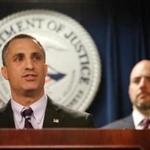 Joseph R. Bonavolonta, Special Agent in Charge Federal Bureau of Investigation, Boston Field Office during a press conference at the federal courthouse in Boston on March 12.  