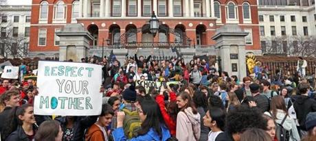 Hundreds of area students rallied at the State House on Friday to demand tough action to combat climate change before it?s too late.
