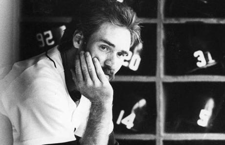 Boston, MA - 5/22/1983: Boston Red Sox Wade Boggs sits in the dugout after his team's loss against the Minnesota Twins at Fenway Park in Boston, May 22, 1983. (Stan Grossfeld/Globe Staff) --- BGPA Reference: 180109_ON_004
