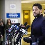 Actor Jussie Smollett speaks at the Leighton Criminal Courthouse in Chicago on Tuesday March 26, 2019, after prosecutors dropped all charges against him. Smollett was indicted on 16 felony counts related to making a false report that he was attacked by two men who shouted racial and homophobic slurs. (Ashlee Rezin/Sun-Times/Chicago Sun-Times via AP)
