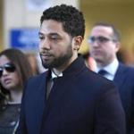 Actor Jussie Smollett leaves Cook County Court in Chicago after his charges were dropped Tuesday.