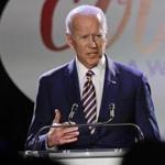Former Vice President Joe Biden spoke Tuesday at an awards ceremony in New York. A former Nevada lawmaker claimed Friday that Biden left ?a big slow kiss on the back of my head? in 2014.