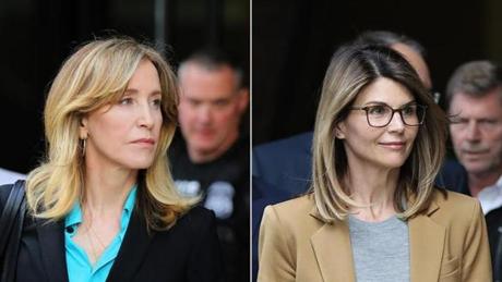 Actresses Felicity Huffman (left) and Lori Loughlin (right) left court in Boston on Wednesday. 
