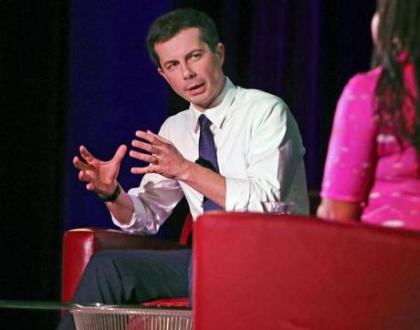 4-3-19: Boston, MA: Democrat candidate for president Pete Buttigieg spoke to Northeastern University students in the Blackman Auditorium in Ell Hall on Wednesday afternoon. The event was billed as 