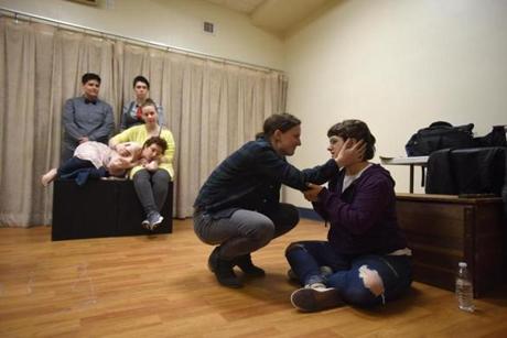Actors are seen during a rehearsal of ?The Five Stages.? 
