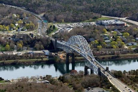 The Massachusetts State Police use cameras to record the license plate number of every vehicle that goes over the Sagamore (above) and Bourne bridges. 
