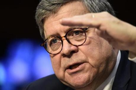 (FILES) In this file photo taken on January 15, 2019, William Barr, then US Attorney General nominee, testifies during a Senate Judiciary Committee confirmation hearing on Capitol Hill in Washington, DC. - Two weeks after he cleared President Donald Trump in the Russia meddling investigation, Attorney General Bill Barr faces mounting pressure to show the full evidence behind his decision. Allegations this week that the US Justice chief played down serious evidence of illegal obstruction by Trump in Special Counsel Robert Mueller's final report are fueling demands that he release the entire, unexpurgated document to Congress.