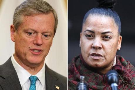 Governor Charlie Baker and Suffolk County District Attorney Rachael Rollins.

