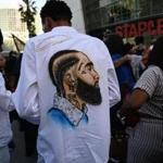 People arrived to attend the Celebration of Life memorial service for rapper Nipsey Hussle on April 11 at the Staples Center in Los Angeles, California.