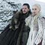 Kit Harington as Jon Snow, left, and Emilia Clarke as Daenerys Targaryen in a scene from 