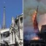 Photographs show the steeple before and after the fire at Notre Dame Cathedral.