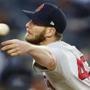 Boston Red Sox starting pitcher Chris Sale throws during the second inning of the team's baseball game against the New York Yankees, Tuesday, April 16, 2019, in New York. (AP Photo/Kathy Willens)