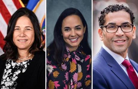 (From left) Brenda Cassellius, Marie Izquierdo, and Oscar Santos are expected to be named finalists for the Boston superintendent job.
