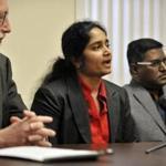 Pallavi Macharla (center) faces murder charges in the death of 6-month-old Ridhima Dhekane.