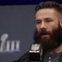 Super Bowl LIII MVP New England Patriots' Julian Edelman answers questions during a news conference for the NFL Super Bowl 53 football game Monday, Feb. 4, 2019, in Atlanta. The Patriots beat the Los Angeles Rams 13-3. (AP Photo/Morry Gash)