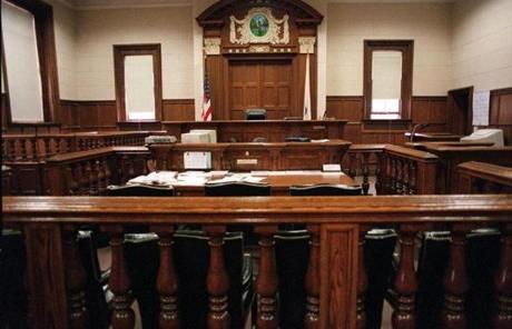 A look at the interior of a Newton District Court courtroom.
