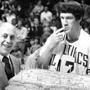Red Auerbach and John Havlicek in April 1977.