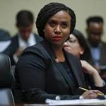 Representative Ayanna Pressley waded into a controversial debate over felon voting rights that bubbled up on the presidential campaign trail this week, criticizing ?pundits? who have invoked the Boston Marathon bomber in arguing felons still behind bars don?t deserve the right to vote.