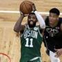 Kyrie Irving and the Celtics play Giannis Antetokounmpo and the Bucks Sunday in Game 1 of the Eastern Conference semifinals.