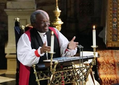 Bishop Michael Curry gave a sermon during the wedding of Meghan Markle and Prince Harry.
