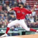 Boston, MA--04/27/2019--Red Sox pitcher David Price throws a pitch during the first inning of Saturday's home game against Tampa Bay. (Nathan Klima for The Boston Globe) Topic: rays-sox Reporter: