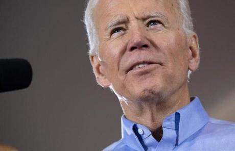 Former vice president Joe Biden sits atop the Democratic presidential primary field in a Suffolk University/Boston Globe poll of likely voters in New Hampshire.
