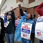 Striking Stop & Shop workers rallying in Boston got a visit from Joe Biden, the former vice president, on April 18.